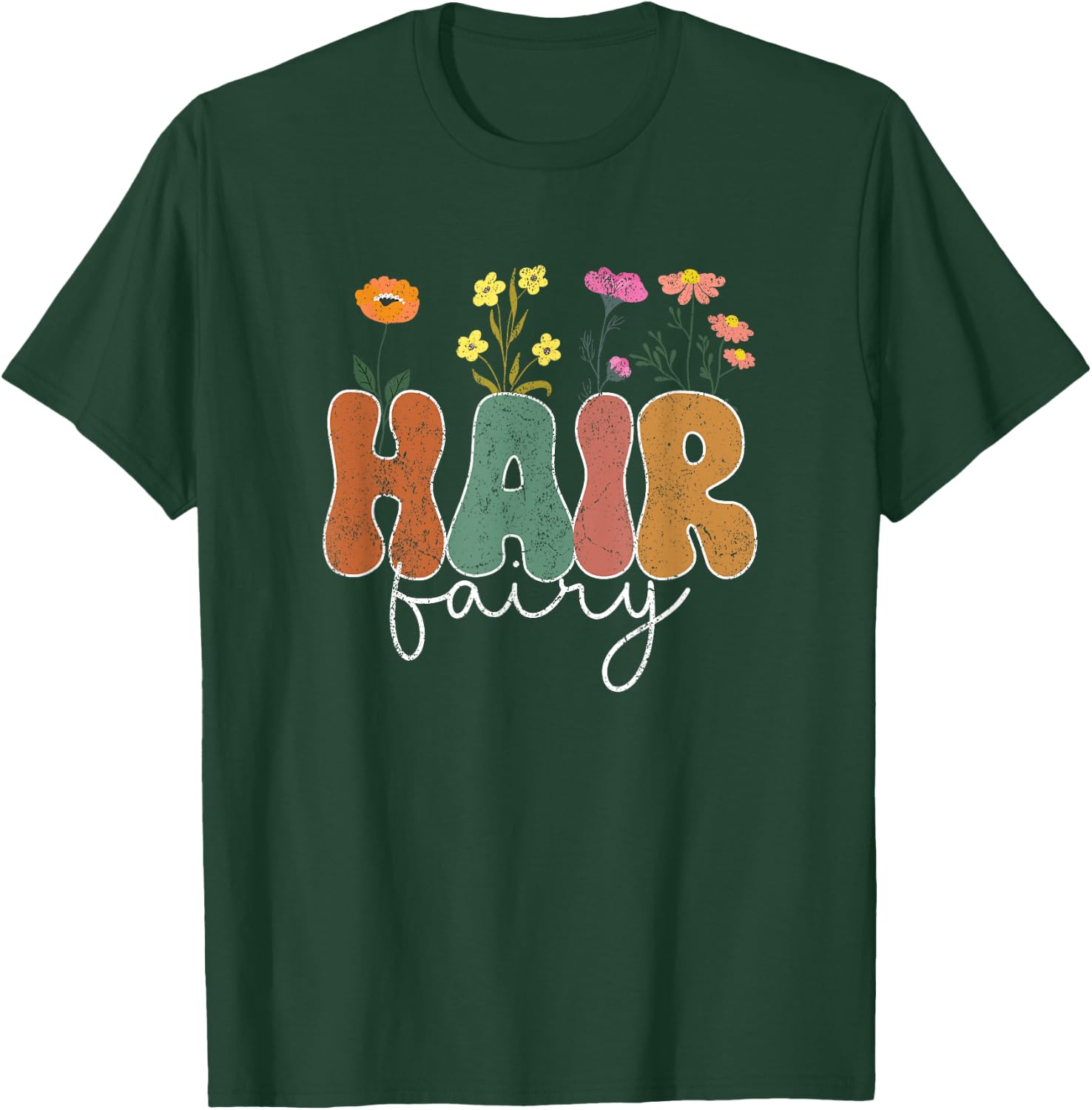 Vintage Hair Fairy Wildflowers Hair Stylist Hairdresser T-Shirt - T-Shirt | Forest