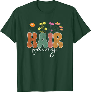 Vintage Hair Fairy Wildflowers Hair Stylist Hairdresser T-Shirt - T-Shirt | Forest