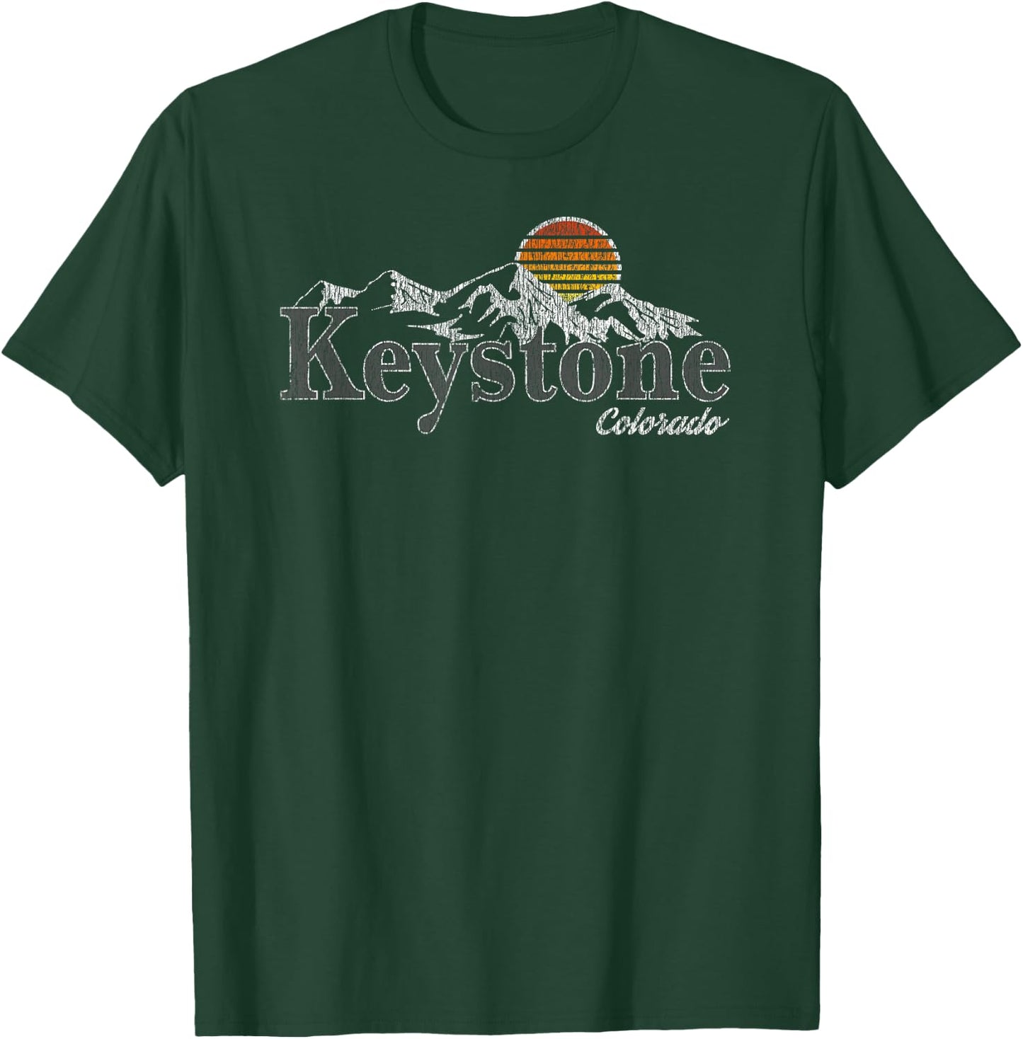 Retro Keystone Colorado Mountain T-Shirt - T-Shirt | Forest