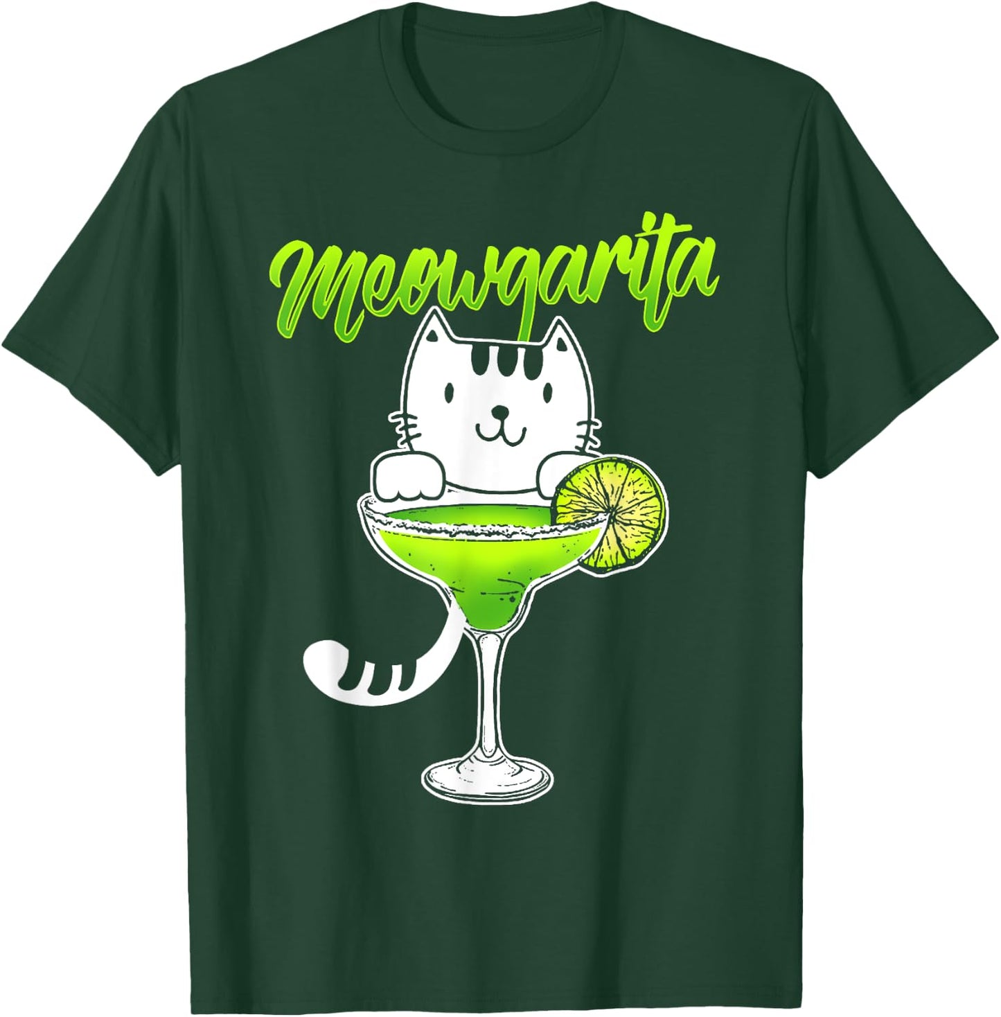 Funny Cat Drinking T Shirt Meowgarita Cocktail Women T-Shirt - T-Shirt | Forest