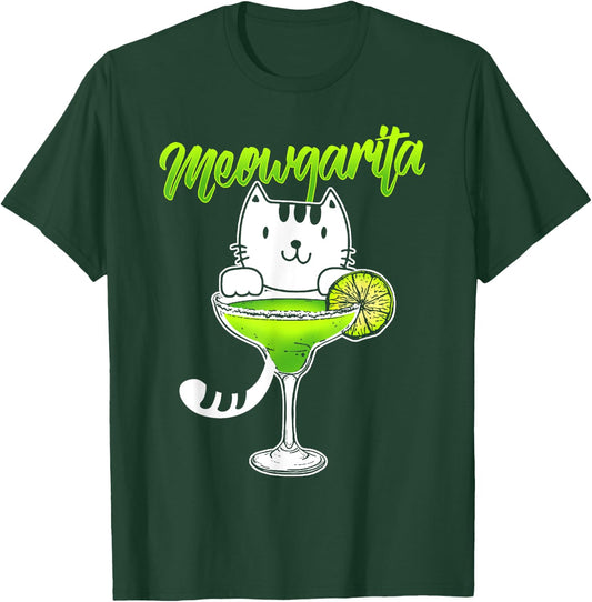 Funny Cat Drinking T Shirt Meowgarita Cocktail Women T-Shirt - T-Shirt | Forest