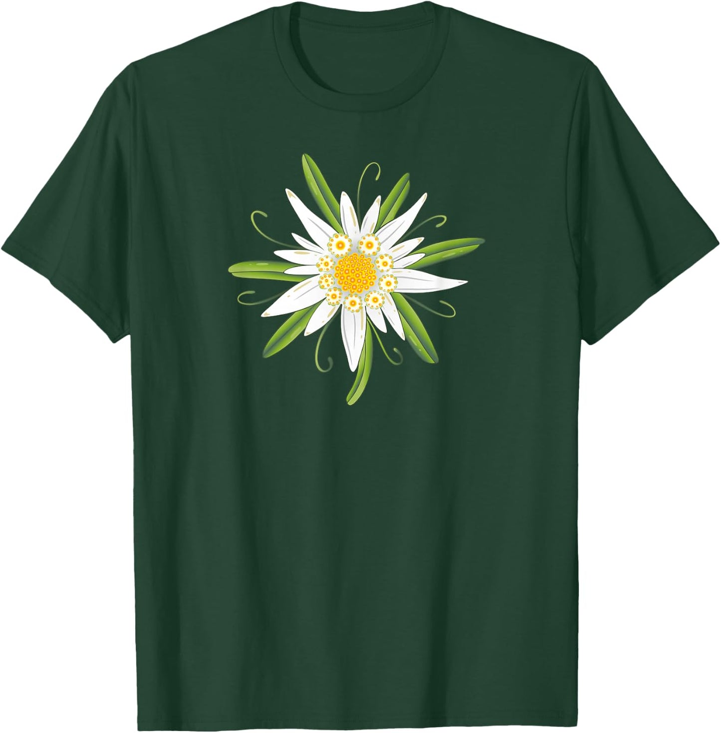 Oktoberfest Shirt. Edelweiss, traditional flower with leaves T-Shirt - T-Shirt | Forest