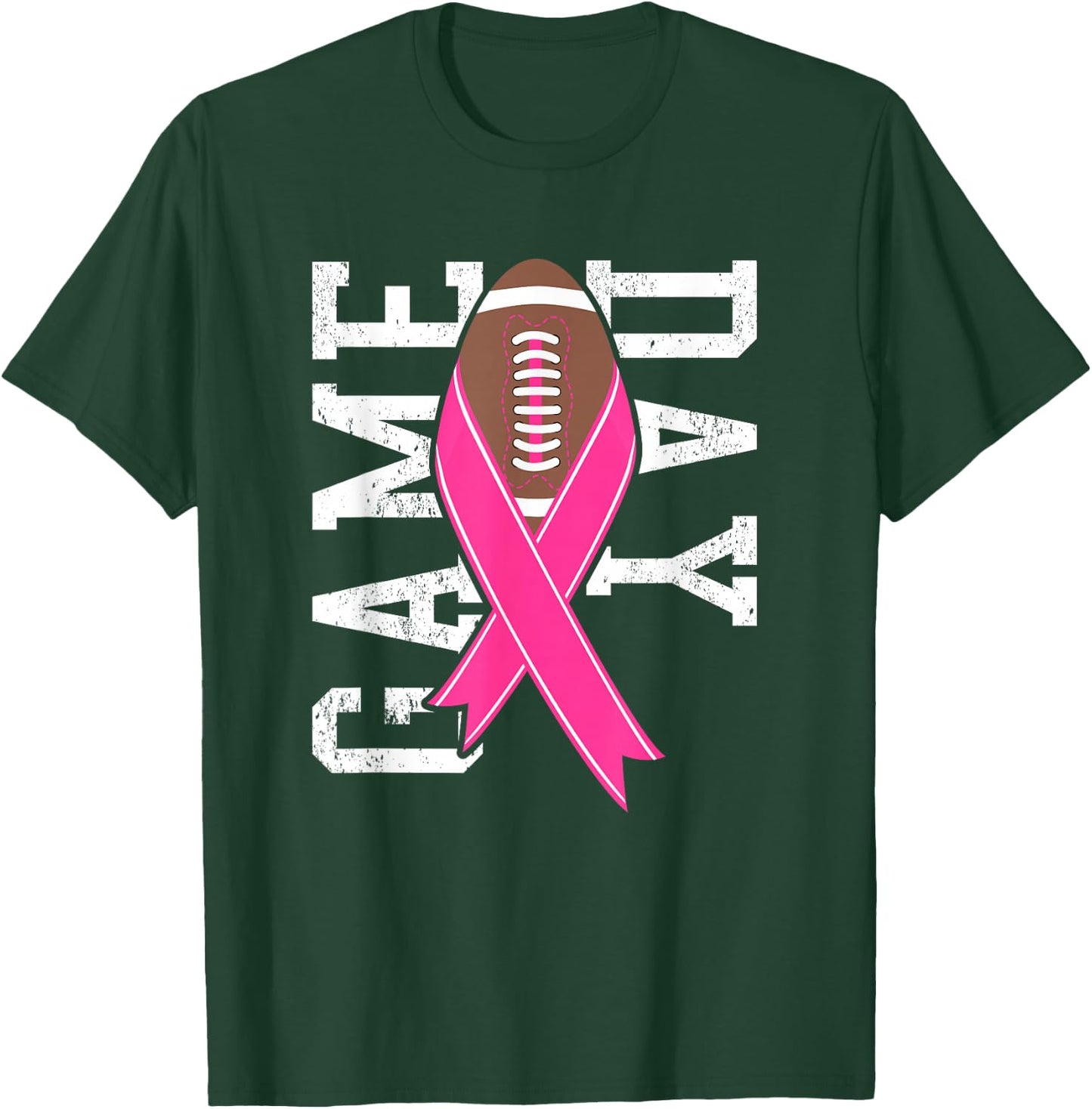GameDay Breast Cancer Awareness Pink Football Ribbon T-Shirt - T-Shirt | Forest