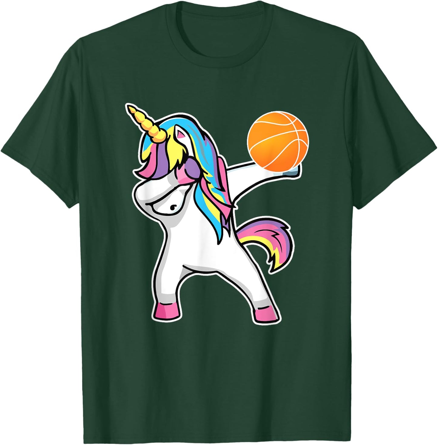 Girls Unicorn Dabbing Basketball Player Shirt Funny Bballer T-Shirt - T-Shirt | Forest