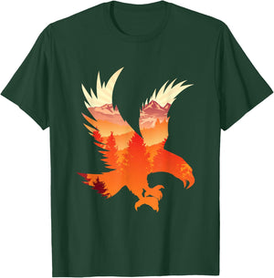 Eagle National Bird Patterned Landscape Wildlife T-Shirt - T-Shirt | Forest