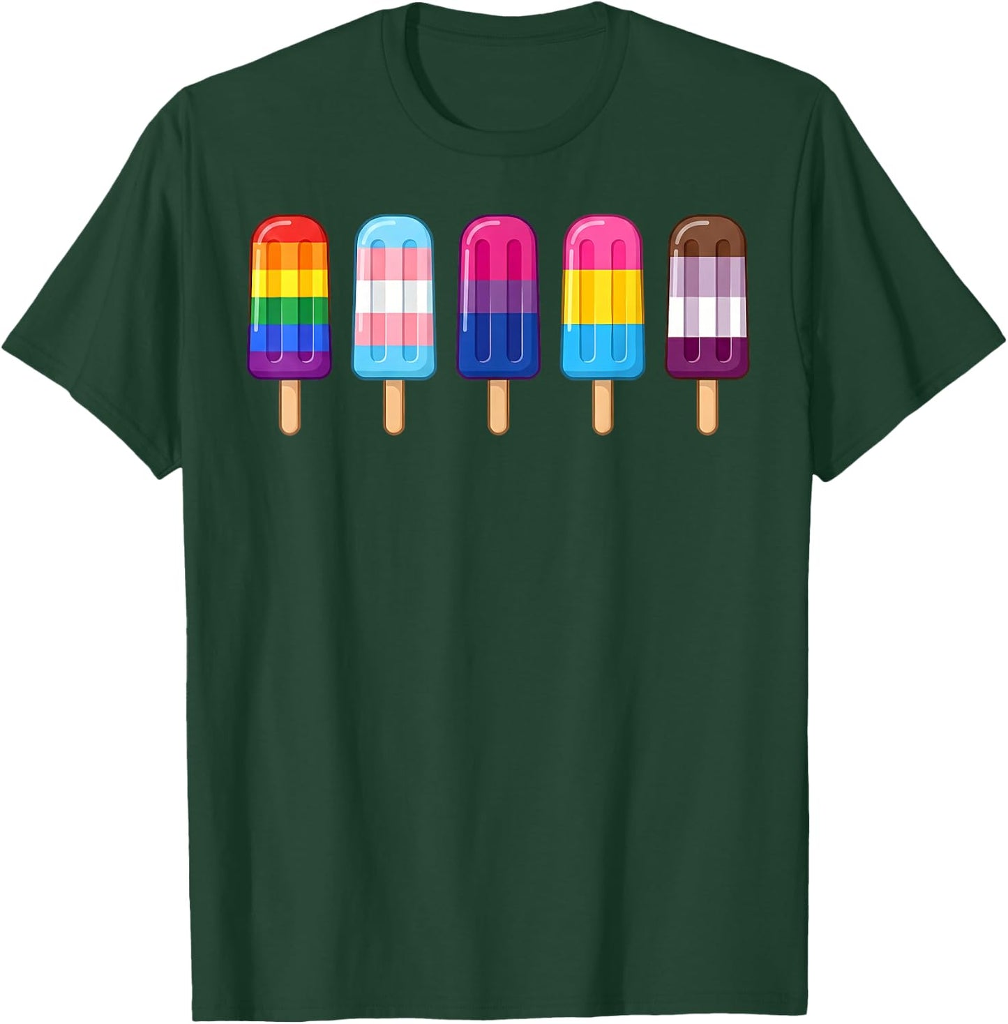 Gay Pride LGBT Flag Popsicles Rainbow Ice Cream Men Women T-Shirt - T-Shirt | Forest