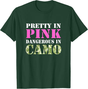 Military Girl Shirt Pretty Pink Dangerous Camo Hard Charger T-Shirt - T-Shirt | Forest