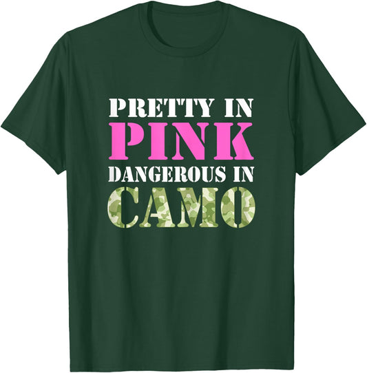 Military Girl Shirt Pretty Pink Dangerous Camo Hard Charger T-Shirt - T-Shirt | Forest