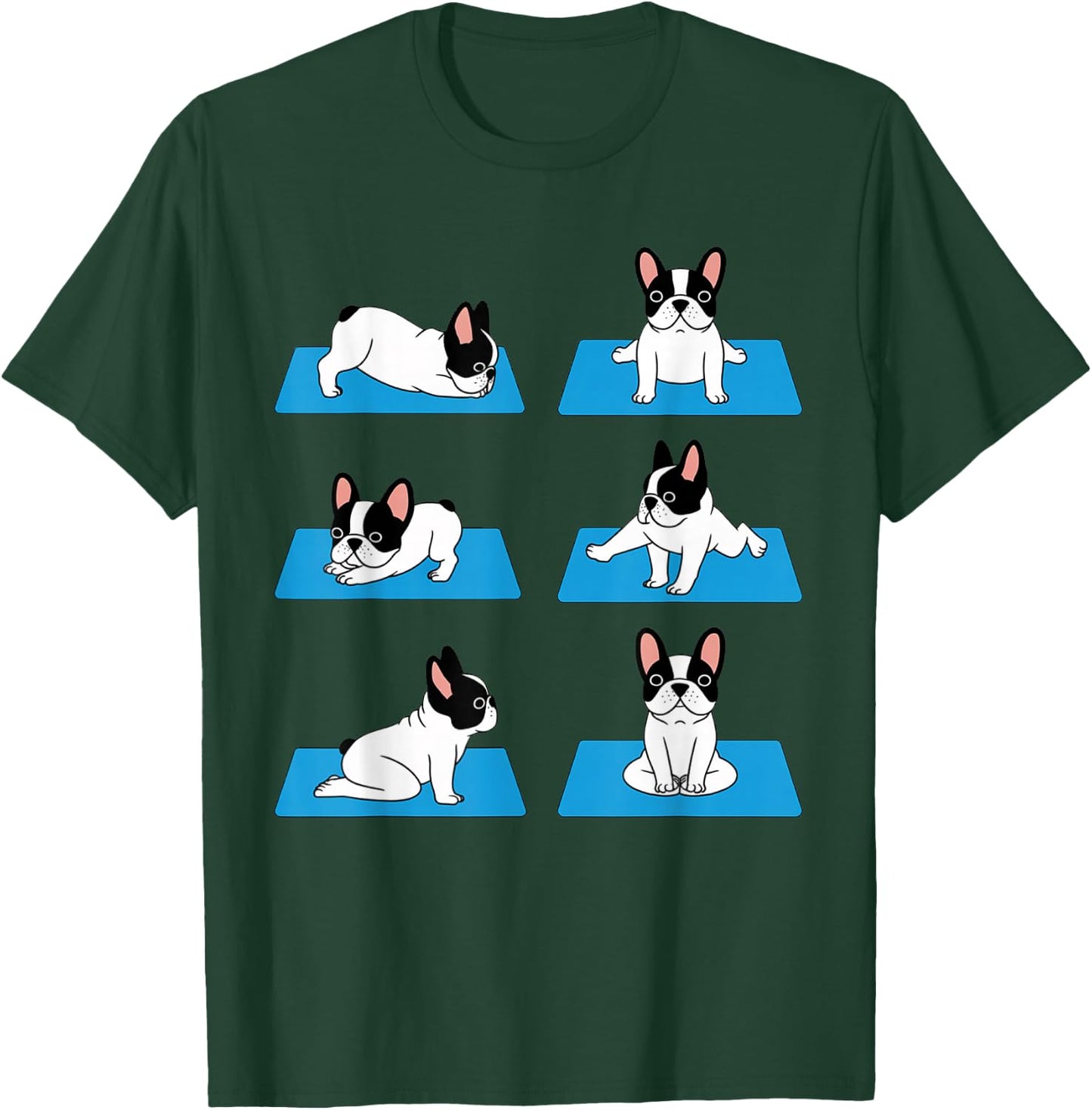 English Bulldog Yoga Puppy Yoga Poses and Meditation T-Shirt - T-Shirt | Forest