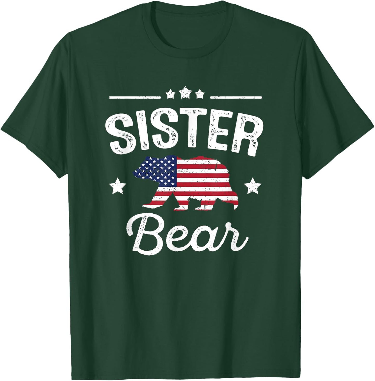 Sister Bear Patriotic Flag Matching 4th Of July T-Shirt - T-Shirt | Forest