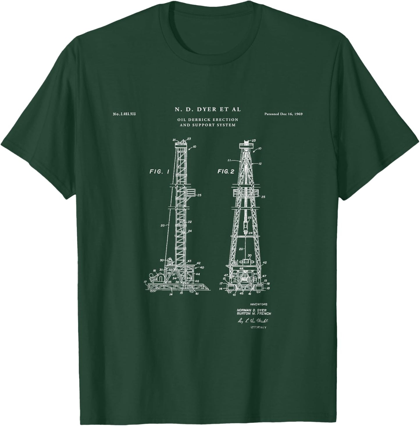 Oil Derrick Patent - drilling rig shirt T-Shirt - T-Shirt | Forest