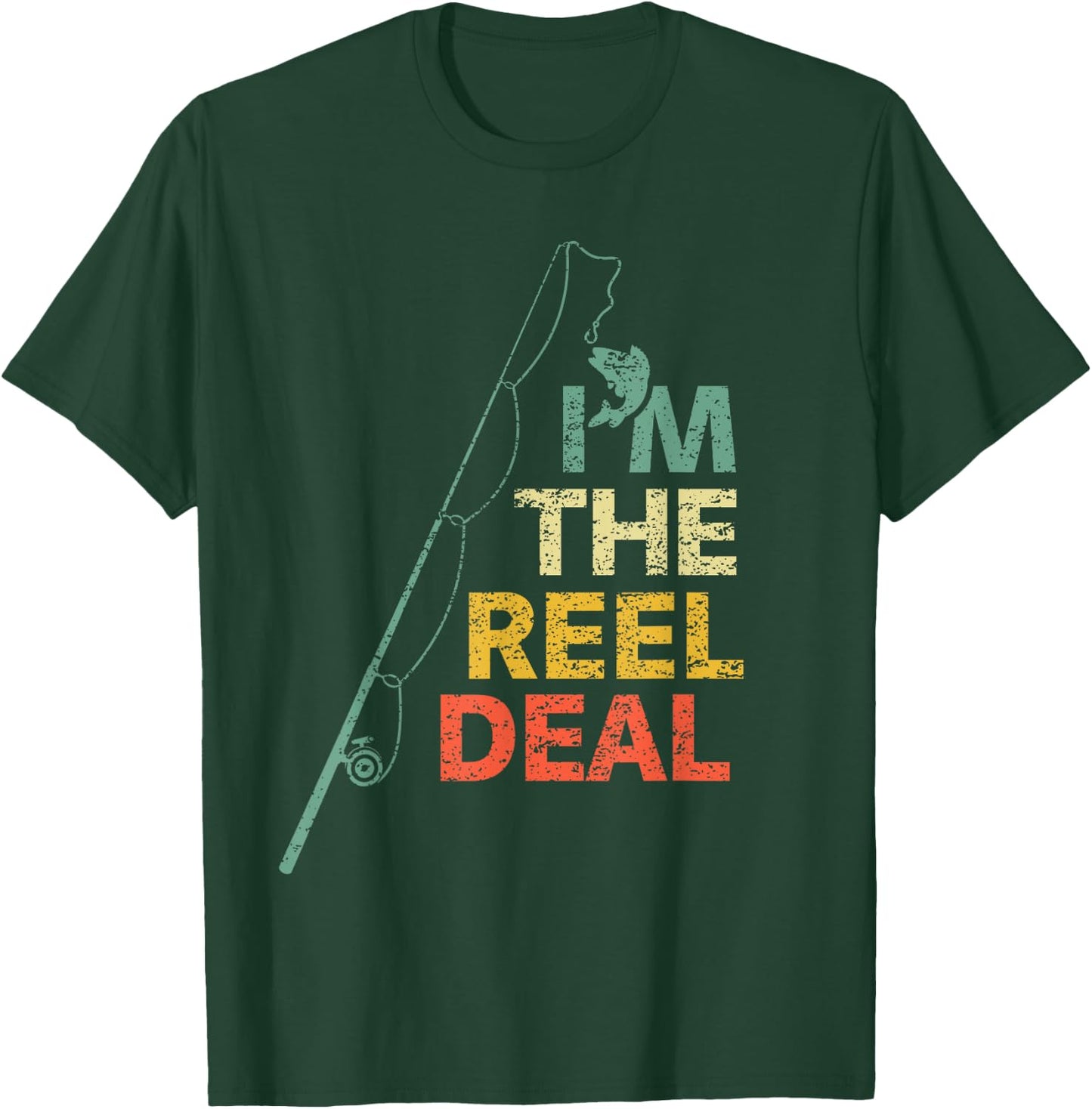 Fun Fishing Shirts "Reel Deal" Cool Dad Gift Fisherman T-Shirt - T-Shirt | Forest