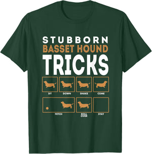 Stubborn Basset Hound Dog Training Tricks Graphic Men Women Kids T-Shirt - T-Shirt | Forest