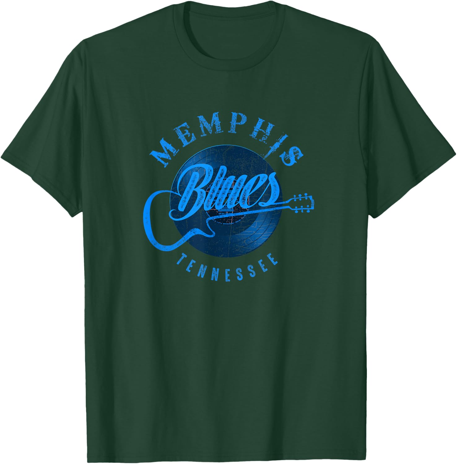 Memphis Blues Music Blue Guitar Vintage T-Shirt - T-Shirt | Forest