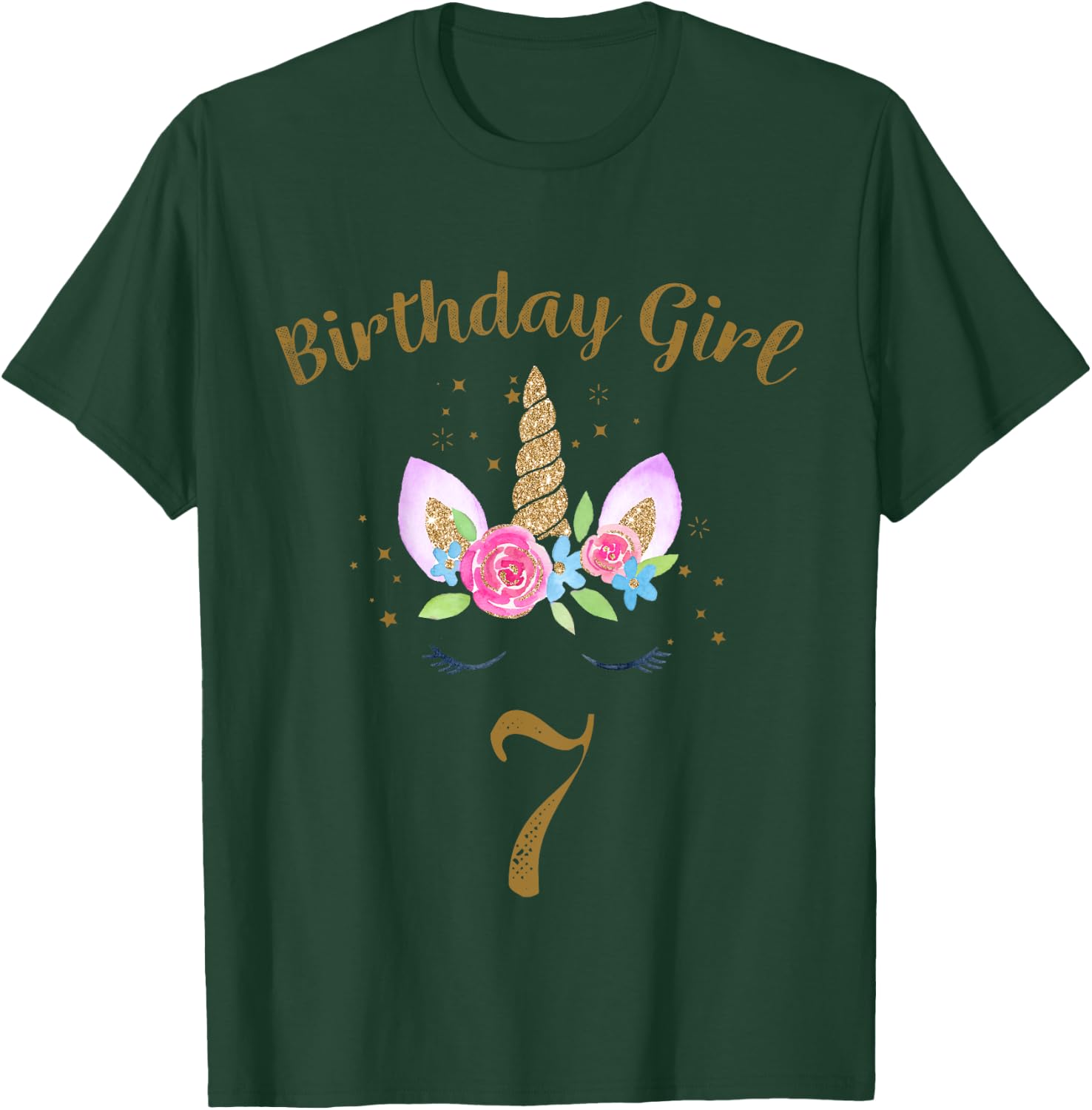 Kids 7th Birthday Girl Unicorn Shirt 7th Birthday Outfit T-Shirt - T-Shirt | Forest