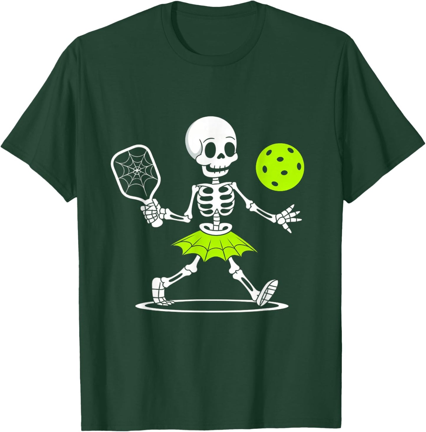 Spooky Pickleball Halloween Skeleton Women T-Shirt - T-Shirt | Forest