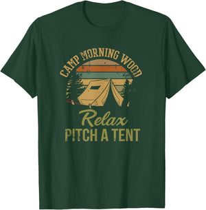 Morning Wood Camp Relax pitch a Tent Enjoy the Morning Wood T-Shirt - T-Shirt | Forest