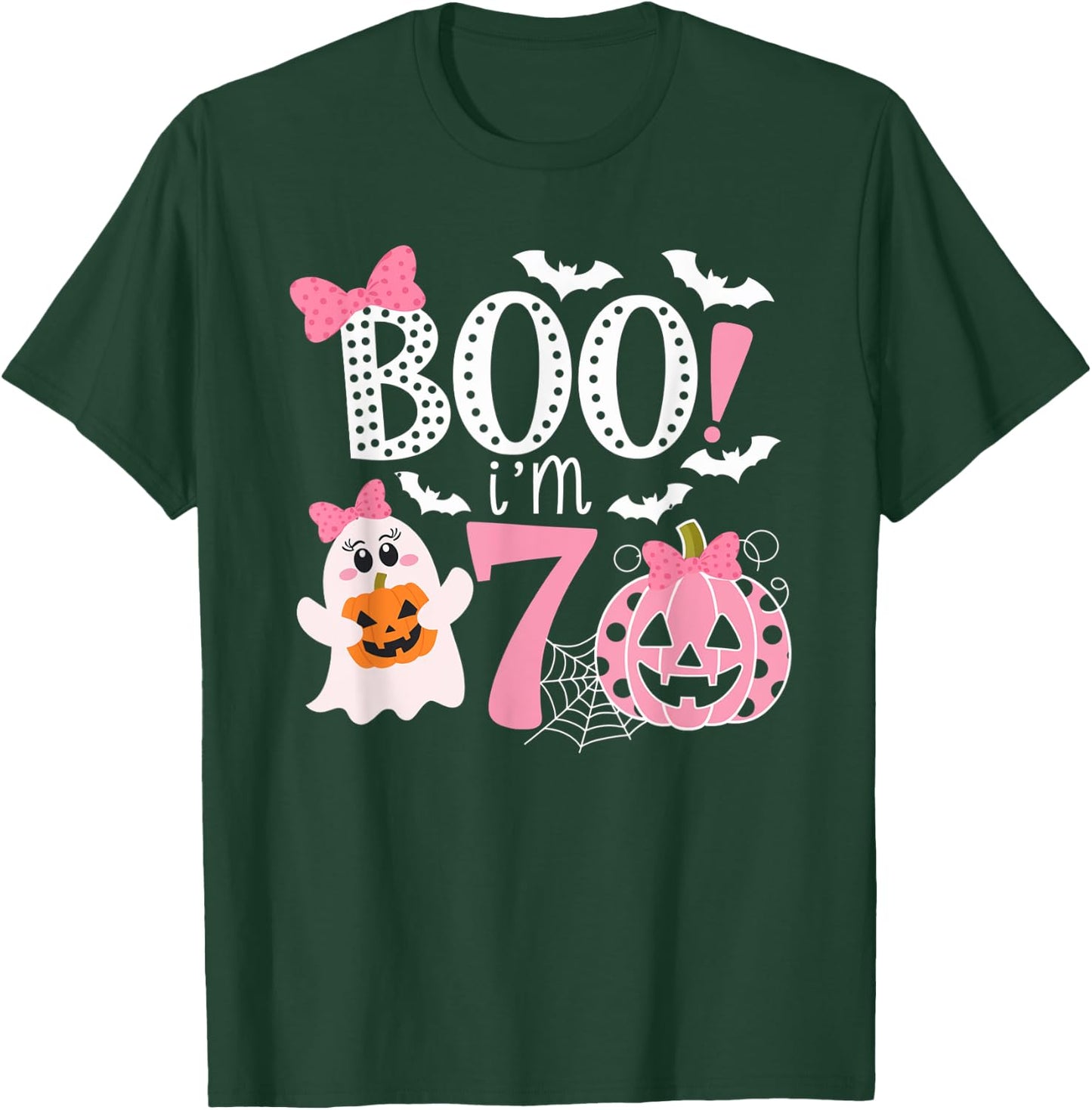 Boo I'm Seven Ghost Seventh 7th Birthday Halloween Girls T-Shirt - T-Shirt | Forest