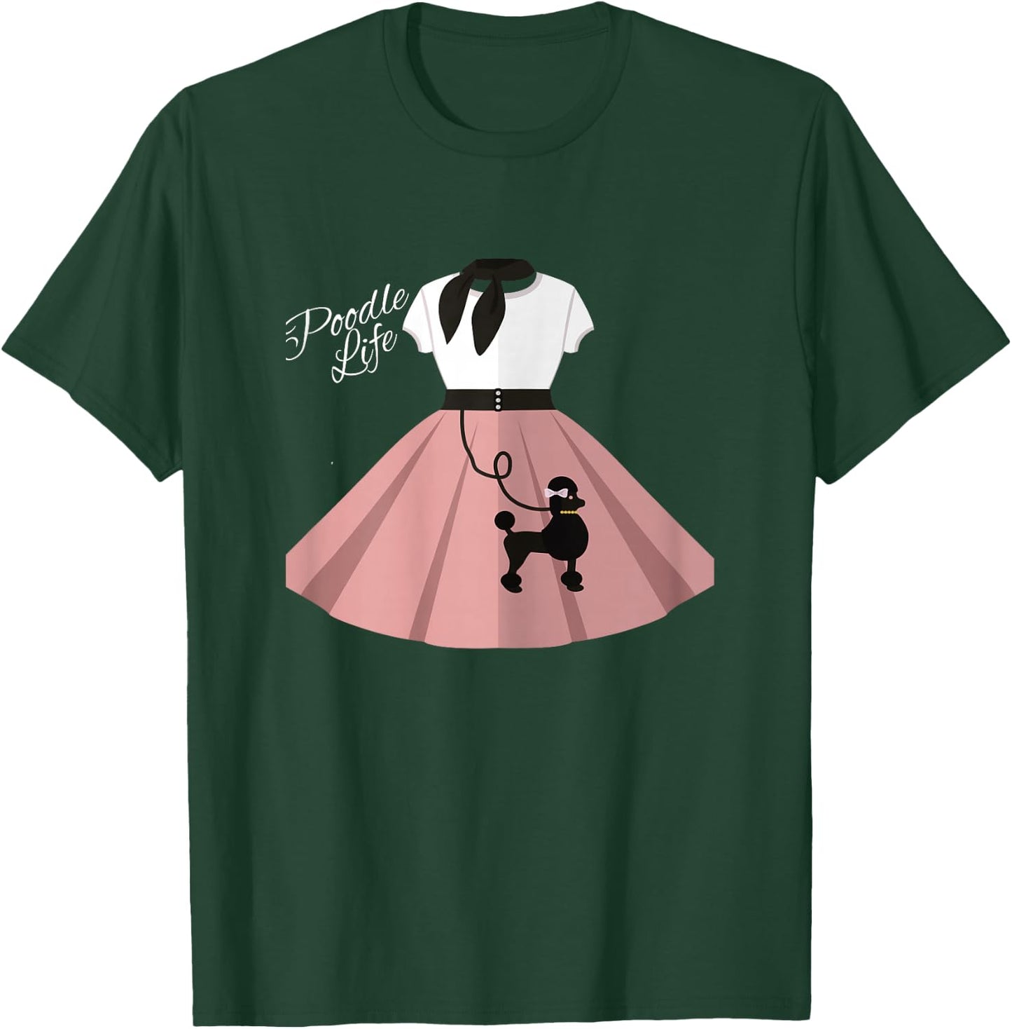 Women Poodle Skirt Costume Halloween Party Outfit Top T-Shirt - T-Shirt | Forest