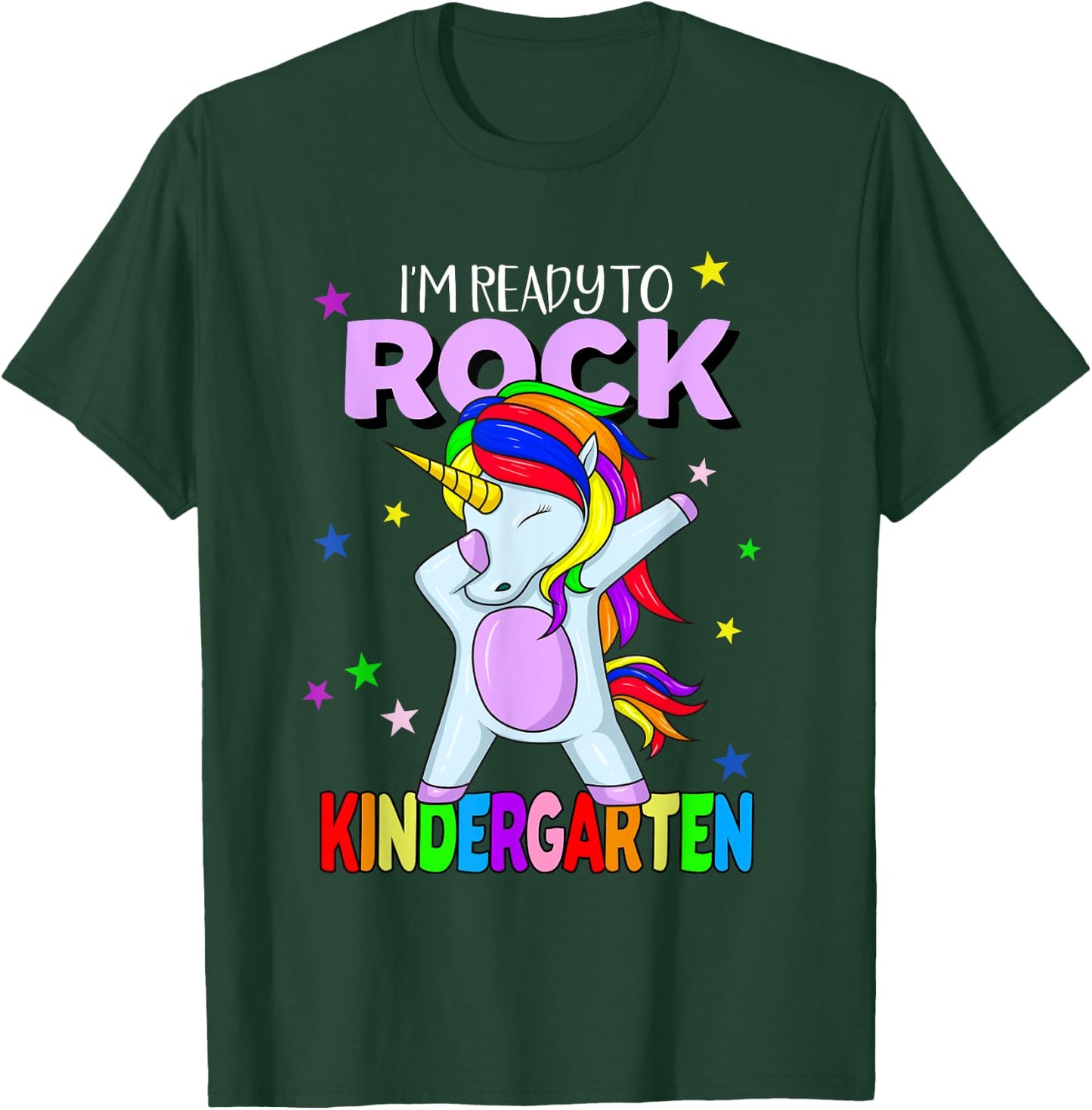 Rock Kindergarten Dabbing Unicorn Girls Back To School T-Shirt - T-Shirt | Forest