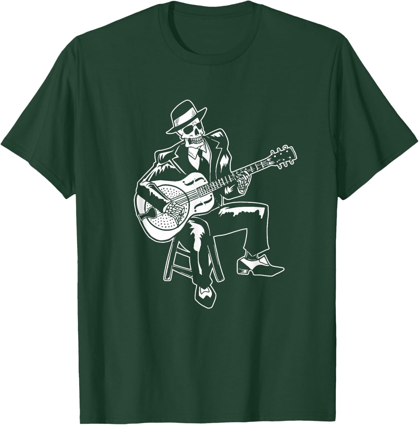 Skeleton Guitar Player Bluesman Vintage Blues Guitarist T-Shirt - T-Shirt | Forest