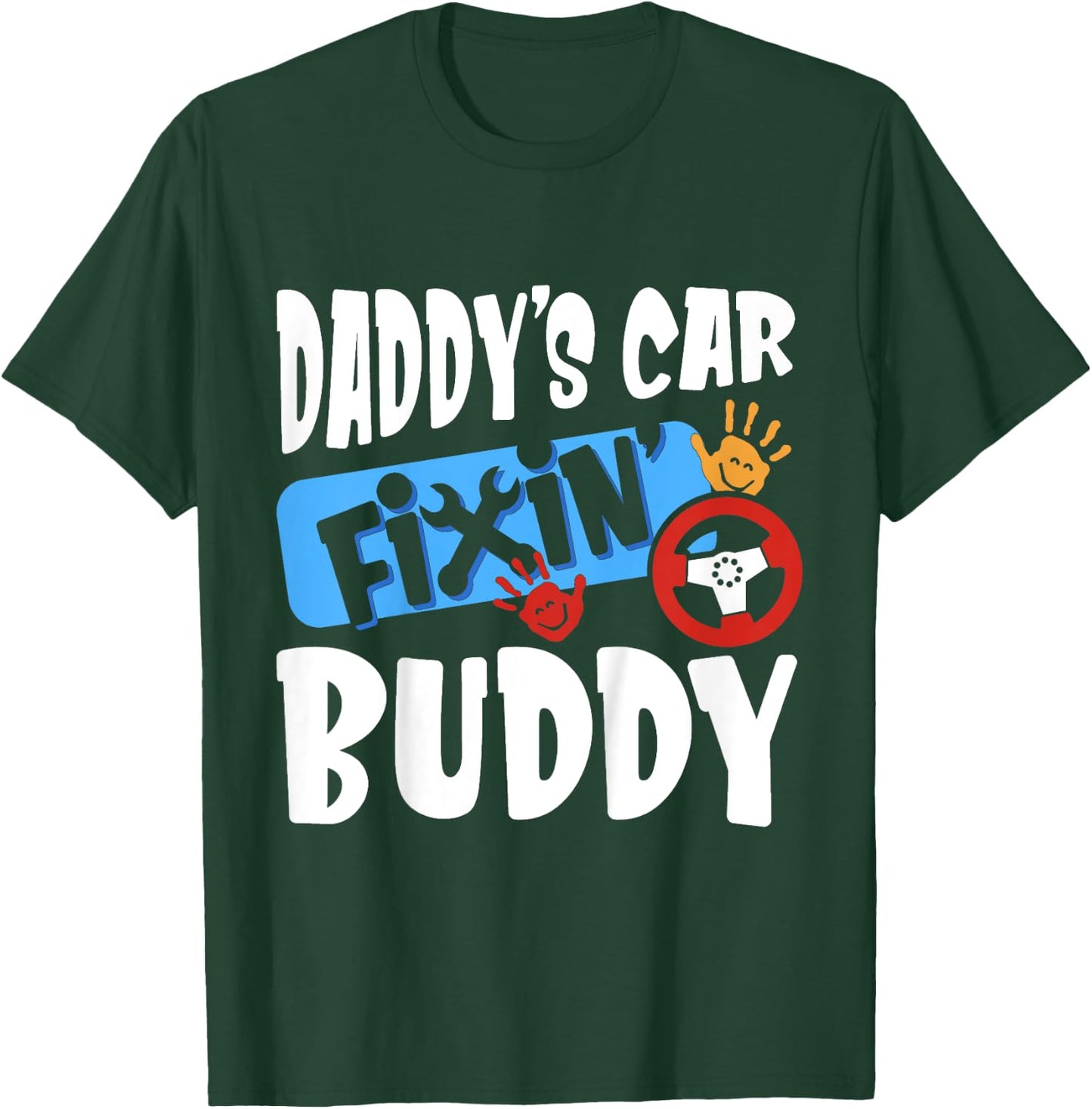 Kids Daddy's Car Fixin Buddy Mechanic Dad And Son Gift Boys T-Shirt - T-Shirt | Forest
