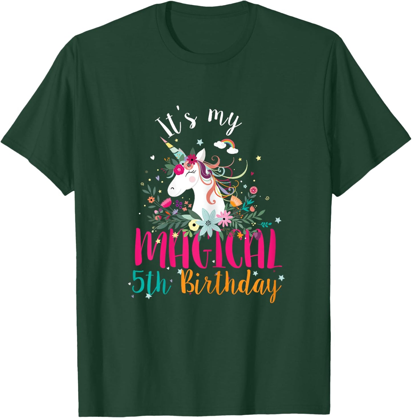 Its my 5th Birthday Unicorn Gifts 5 Years Old Birthday Girl T-Shirt - T-Shirt | Forest