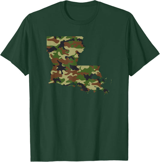 Louisiana / Military Green Camouflage State Shirt T-Shirt - T-Shirt | Forest