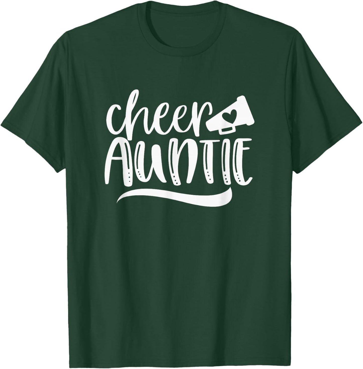 Cheer AUNTIE, Megaphone with Heart Accent T-Shirt - T-Shirt | Forest