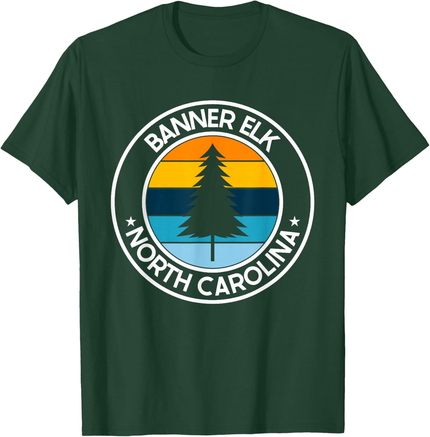 Banner Elk North Carolina NC USA City Pride Retro Sunset T-Shirt - T-Shirt | Forest