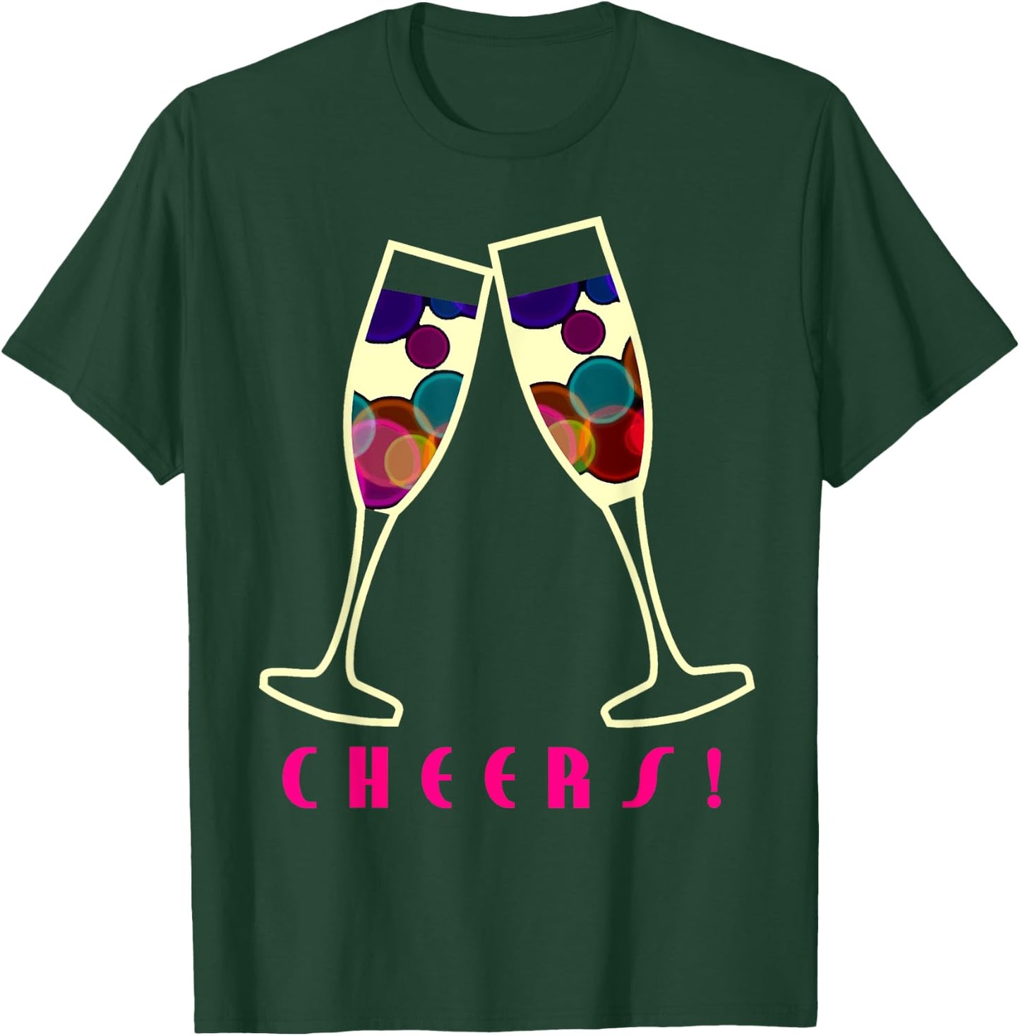 Cheers Champagne Glasses Party Graphic Shirt T-Shirt - T-Shirt | Forest
