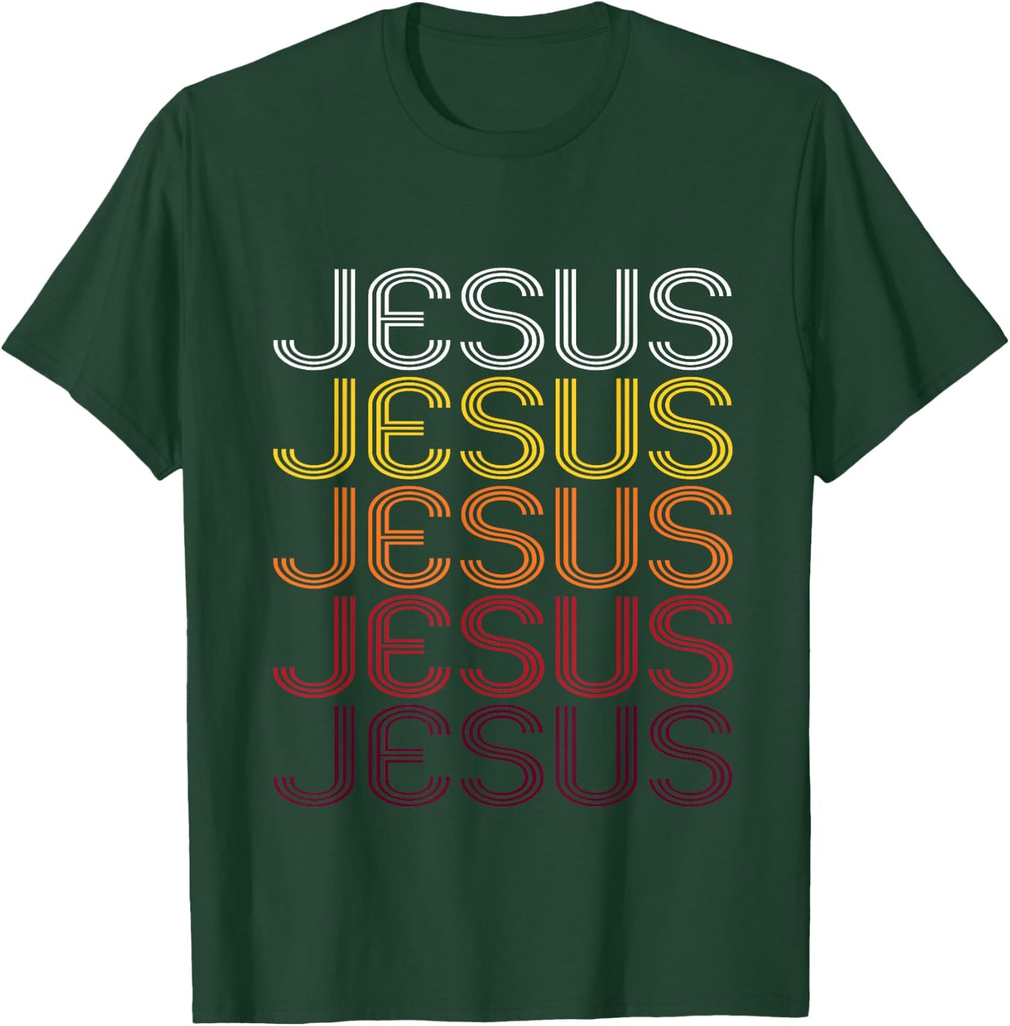 Jesus Retro Wordmark Pattern - Vintage Style T-Shirt - T-Shirt | Forest