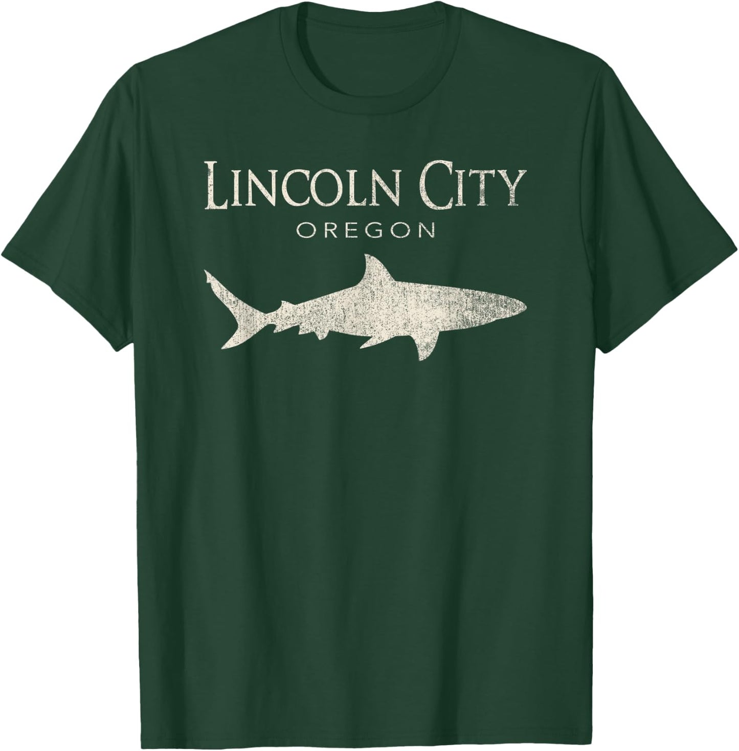 Retro Lincoln City OR Shark T-Shirt - T-Shirt | Forest
