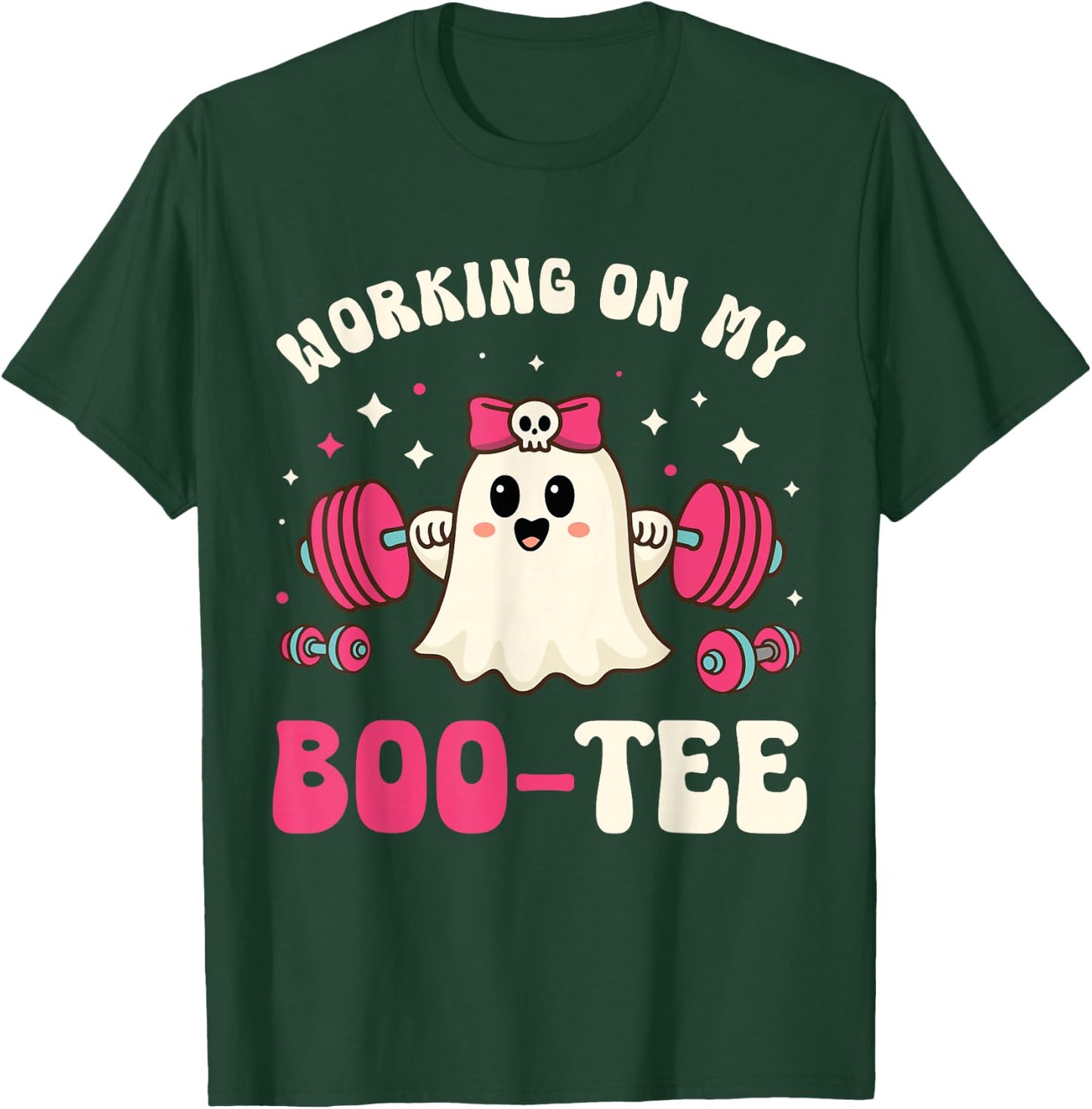 Working on My Boo Funny Gym Halloween Dead Lift Ghost T-Shirt - T-Shirt | Forest