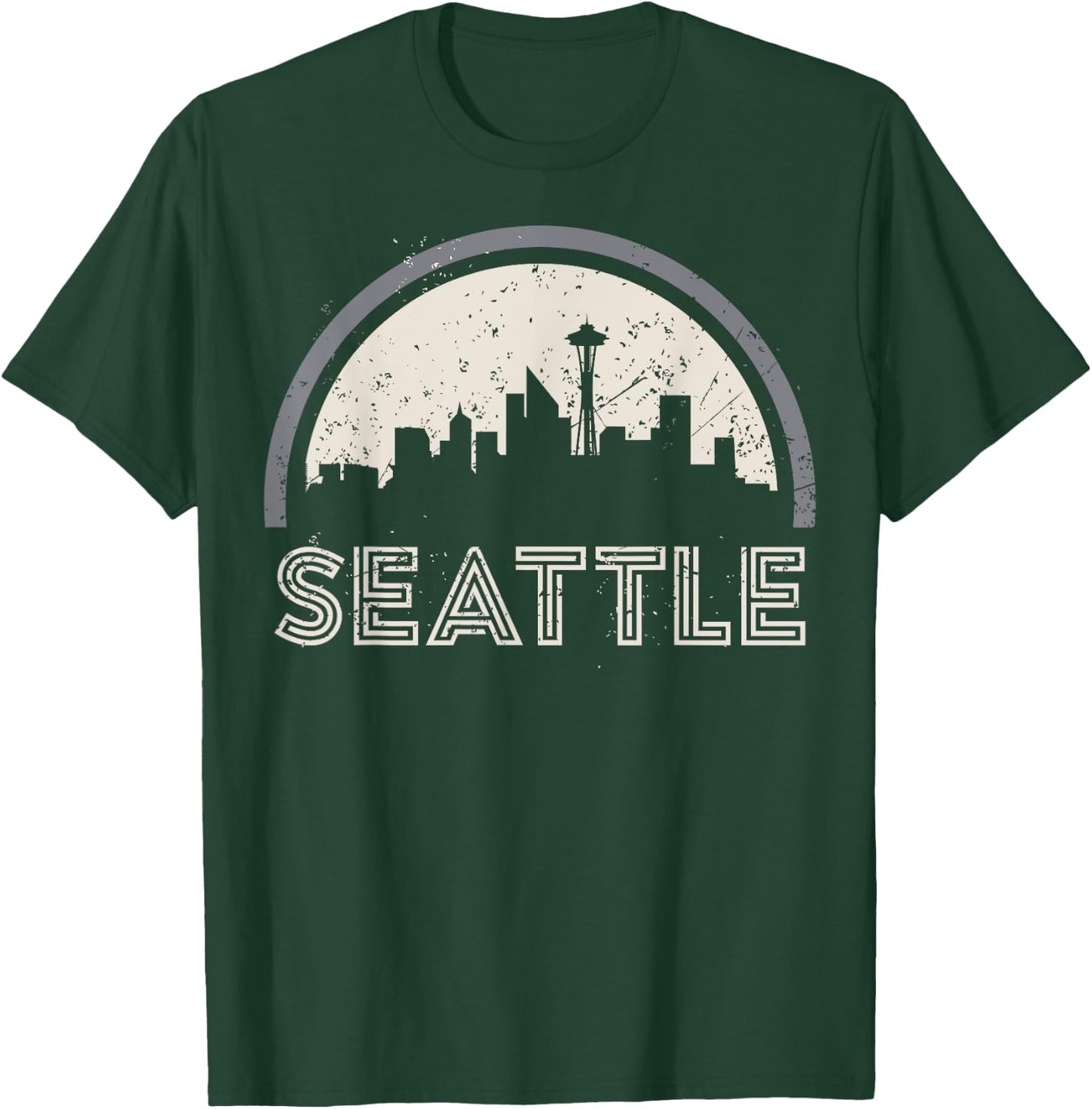 Grunge Seattle Skyline Distressed Look T-Shirt - T-Shirt | Forest