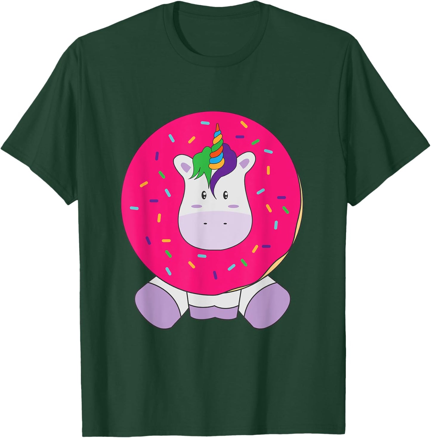 Cute Unicorn Donut Kawaii Girly Women T Shirt T-Shirt - T-Shirt | Forest