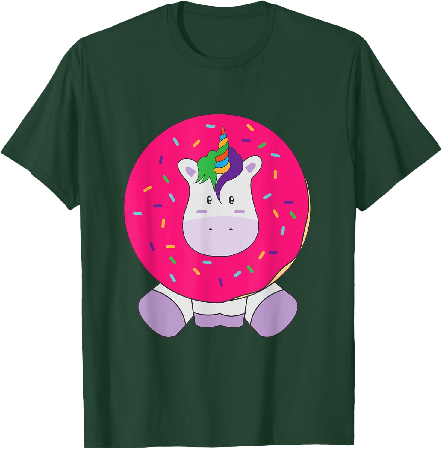 Cute Unicorn Donut Kawaii Girly Women T Shirt T-Shirt - T-Shirt | Forest