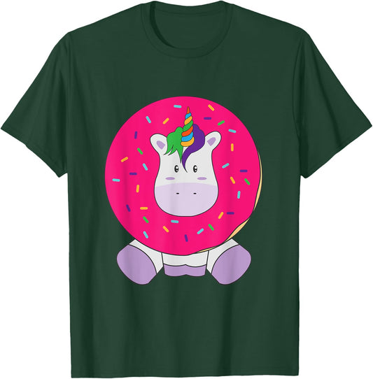 Cute Unicorn Donut Kawaii Girly Women T Shirt T-Shirt - T-Shirt | Forest