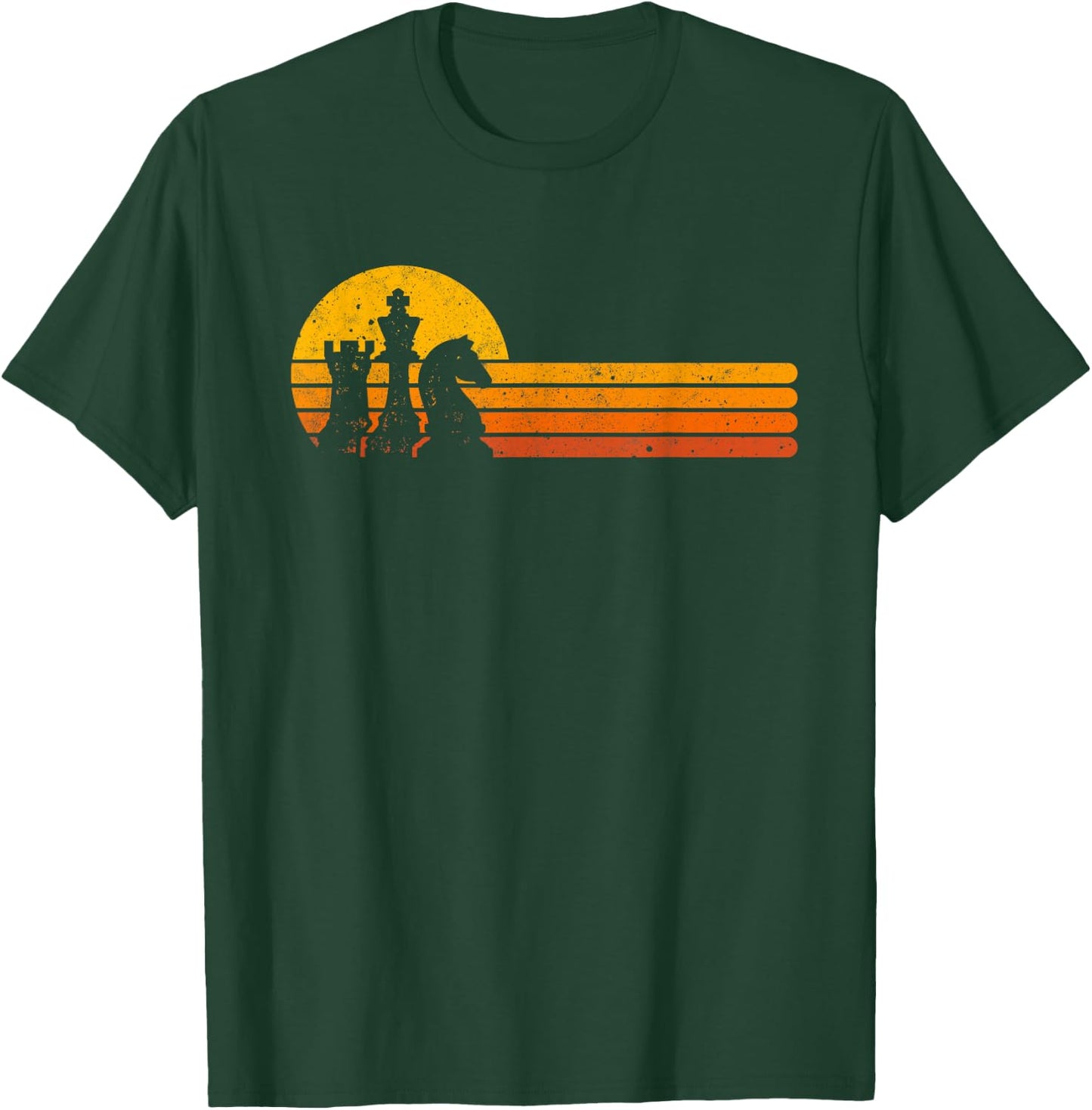 Vintage Chess Player Retro Sunset Design Chess Pieces T-Shirt - T-Shirt | Forest