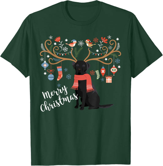 Black Labrador Retriever Christmas Shirt Dog T-Shirt - T-Shirt | Forest