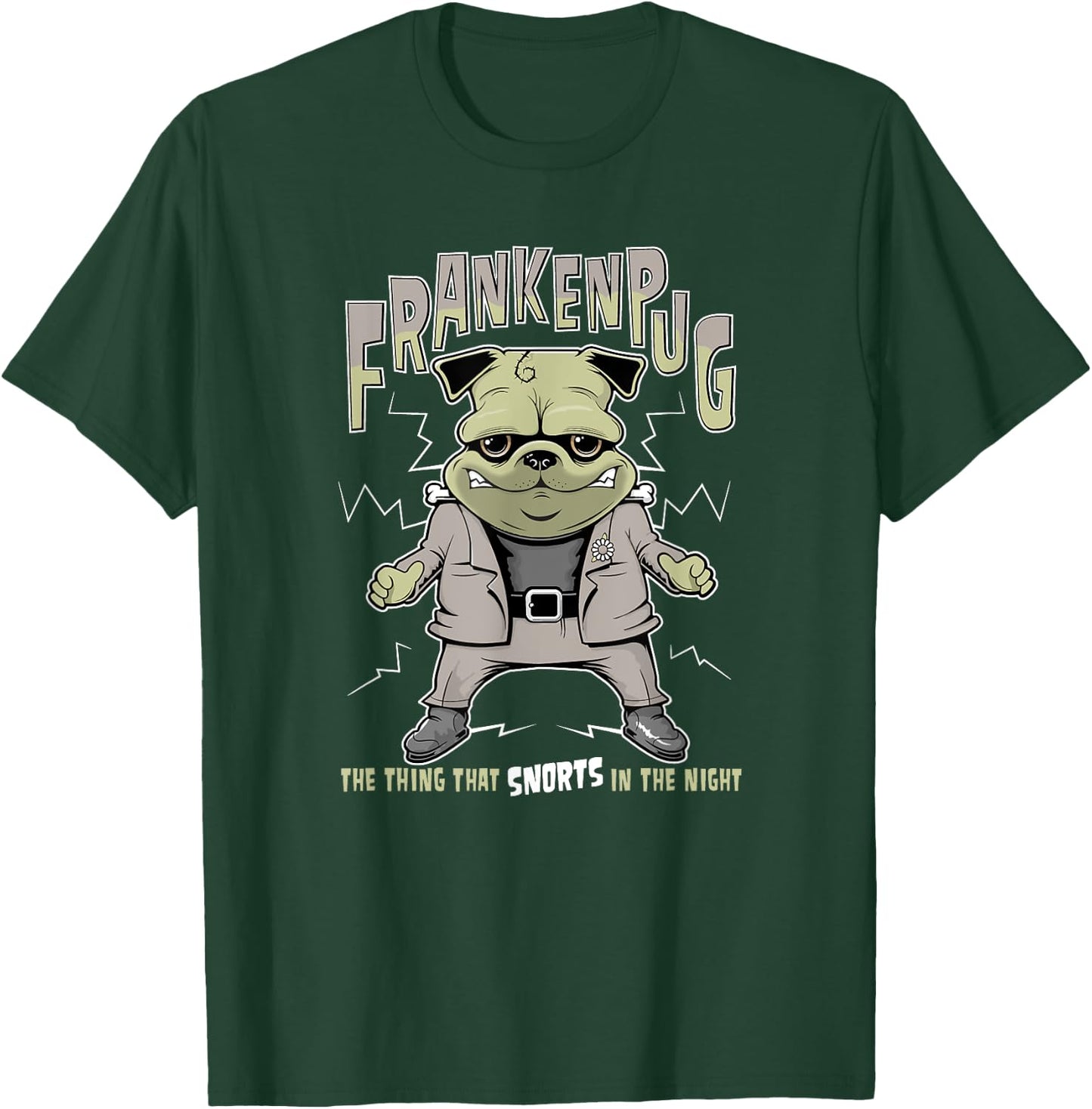 Pug Halloween FrankenPug T-Shirt - T-Shirt | Forest