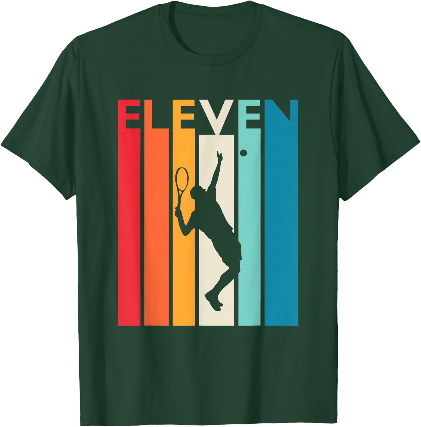 11th Birthday Gift Eleven Vintage Tennis 11 Year Old T-Shirt - T-Shirt | Forest