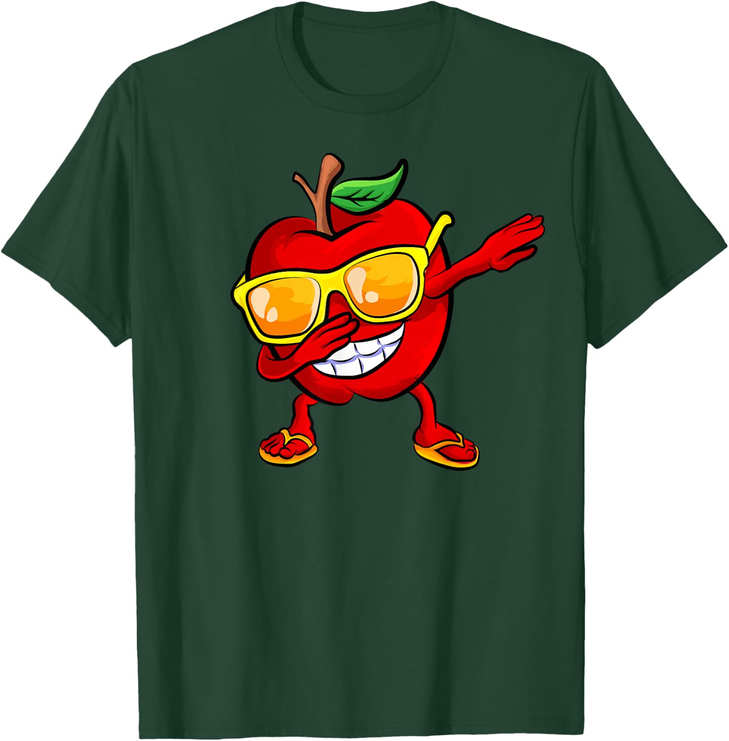 Dabbing Apple Sunglasses Design Green Apples Lovers T-Shirt - T-Shirt | Forest