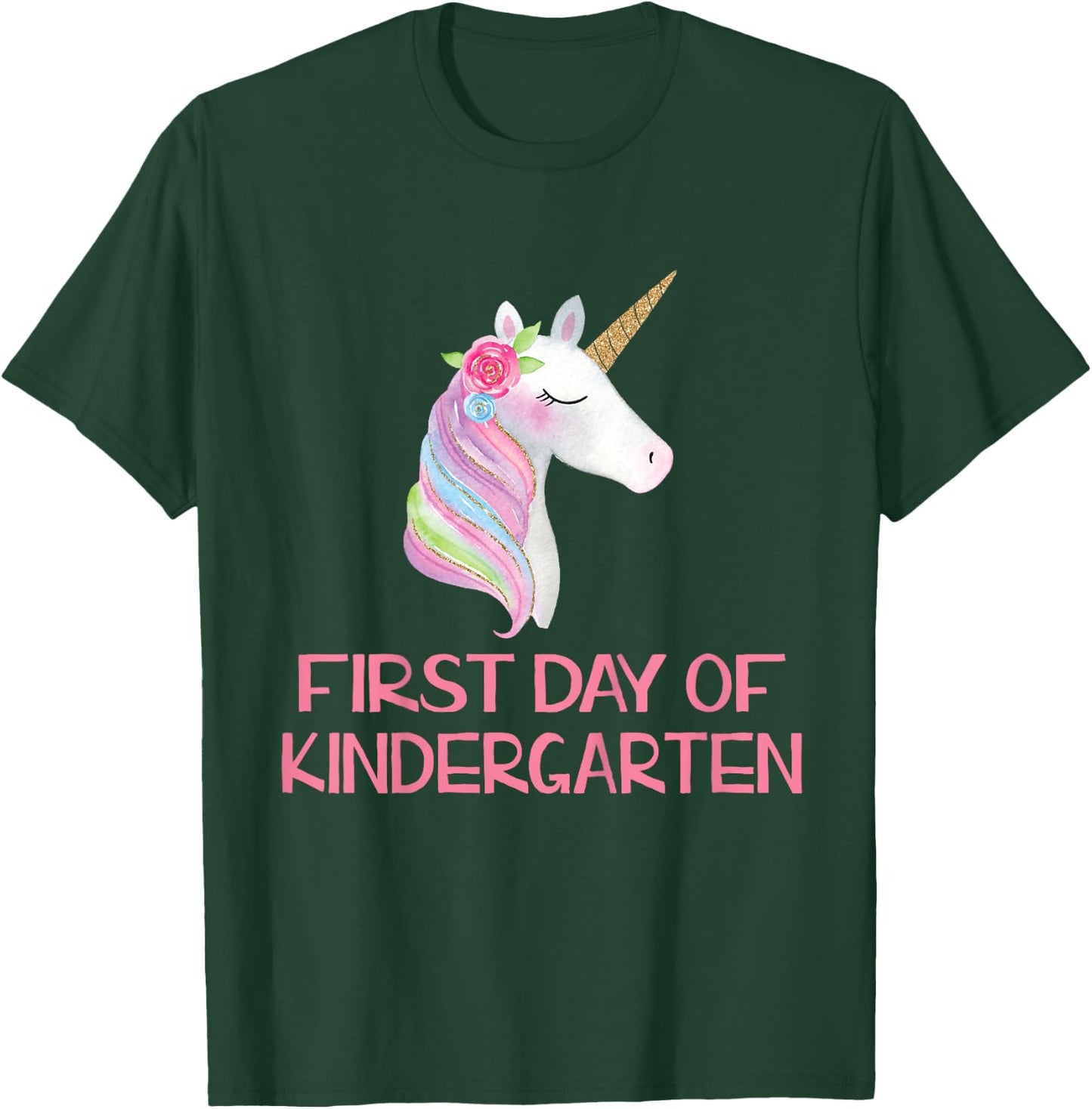 Cute First Day of Kindergarten Unicorn Shirt for Girls T-Shirt - T-Shirt | Forest