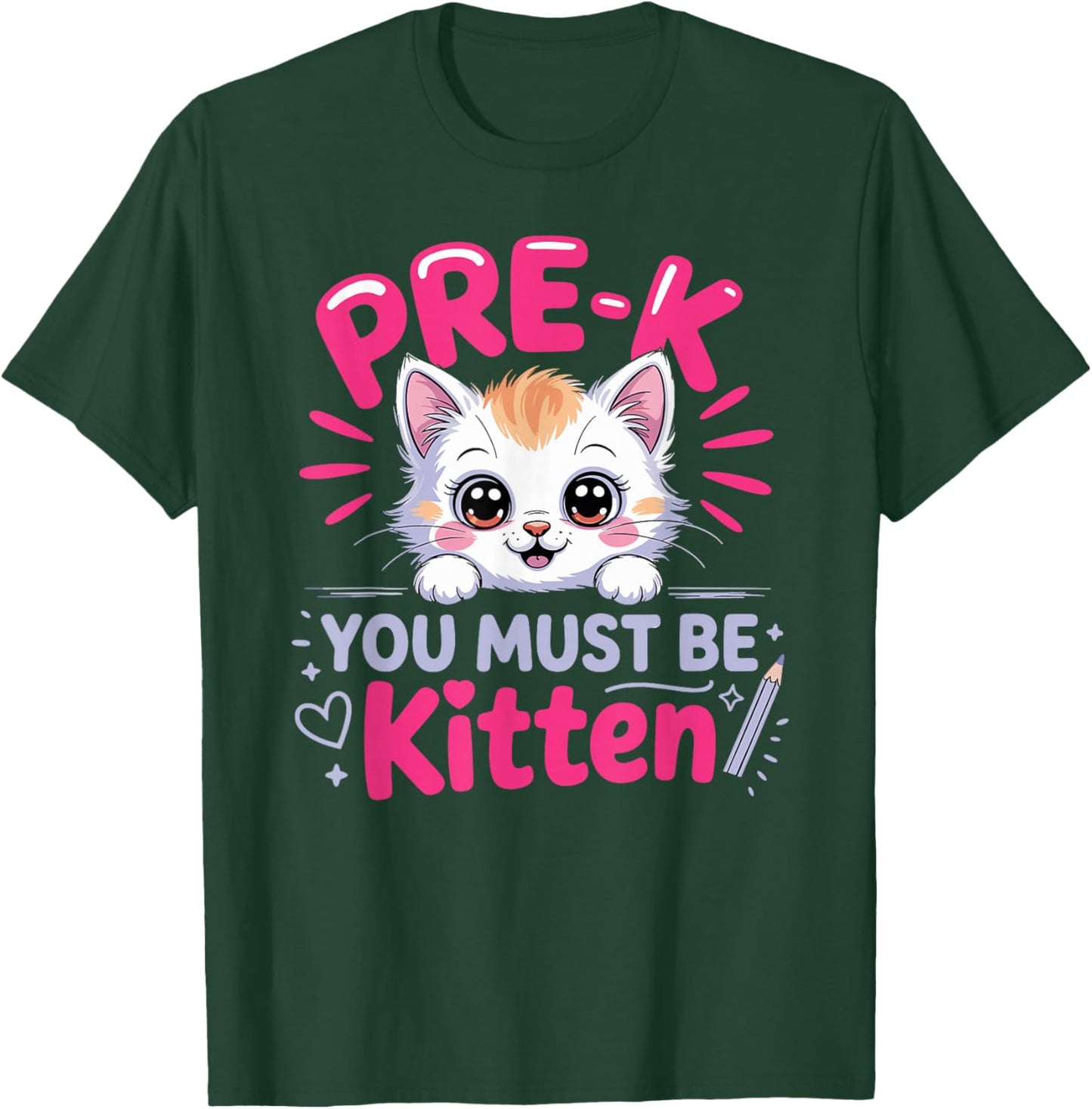 Preschool Kitten Girls Back to School Pre-K Cat T-Shirt - T-Shirt | Forest