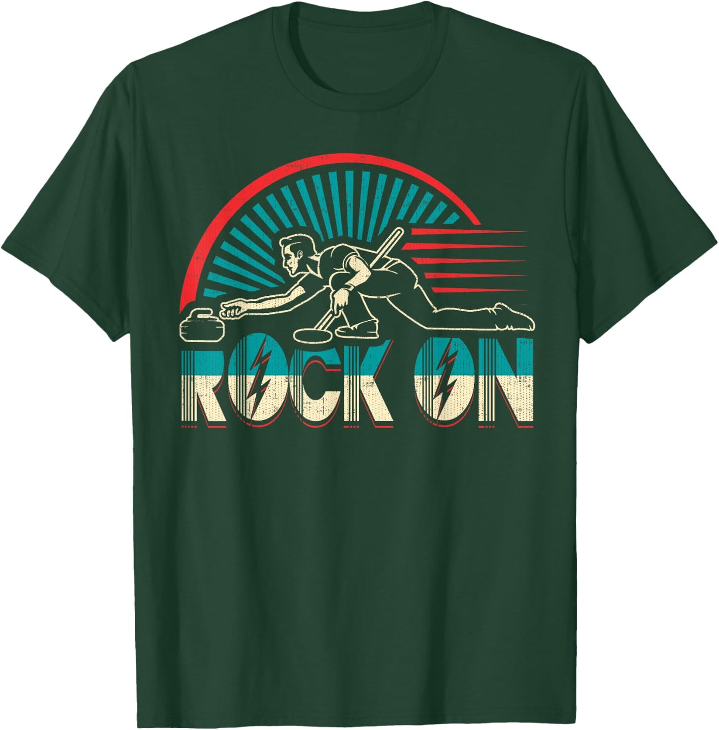 Rock on Curling Winter Sports Skip Bonspiel 2020 Curler T-Shirt - T-Shirt | Forest