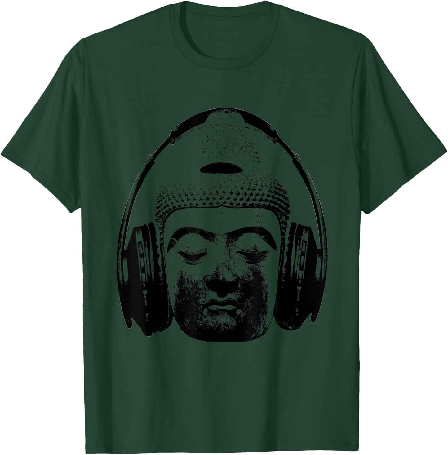 Chilling Buddha with Headphones Music DJ T-Shirt - T-Shirt | Forest