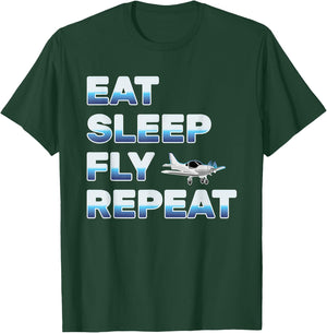 Eat Sleep Fly Repeat Women Love Flying Planes T-Shirt - T-Shirt | Forest