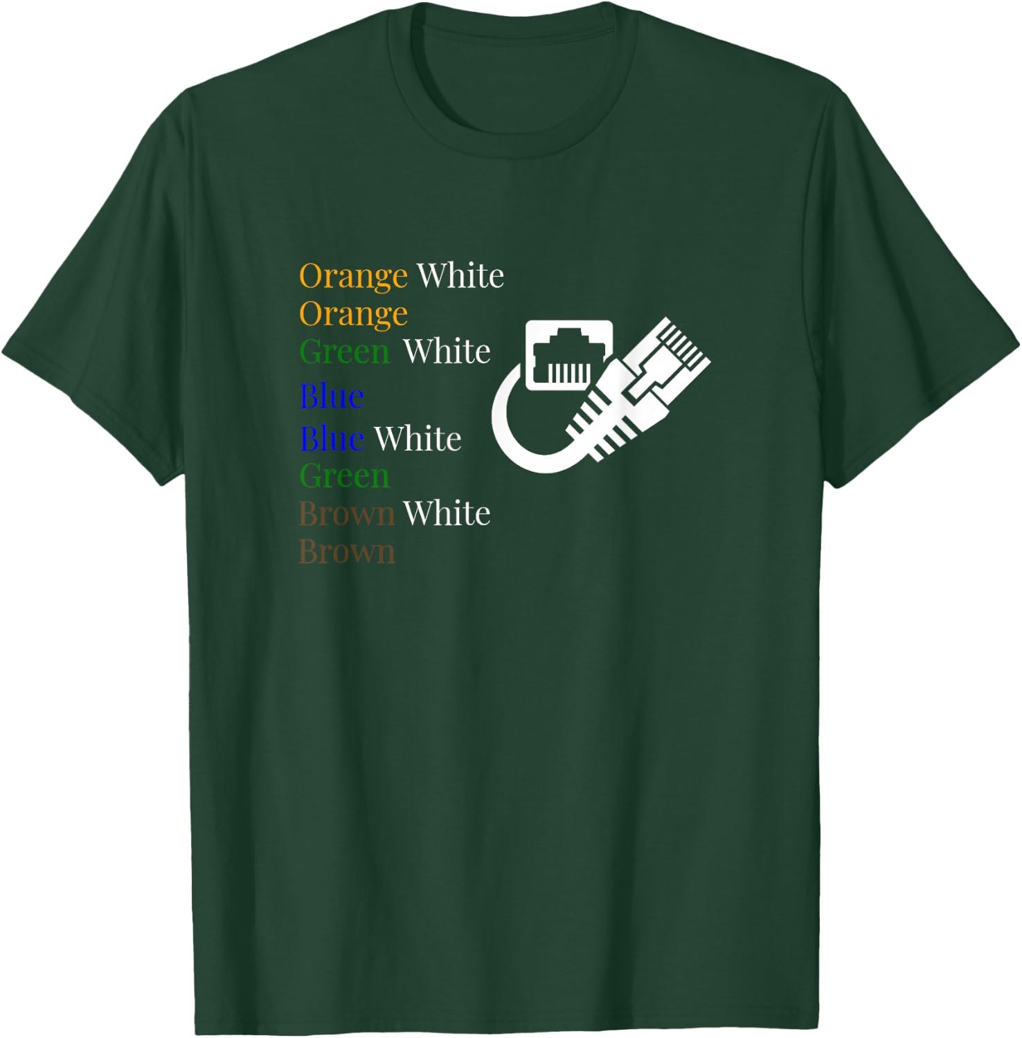 Telecom Fiber Optic Ethernet Color Code T-Shirt - T-Shirt | Forest