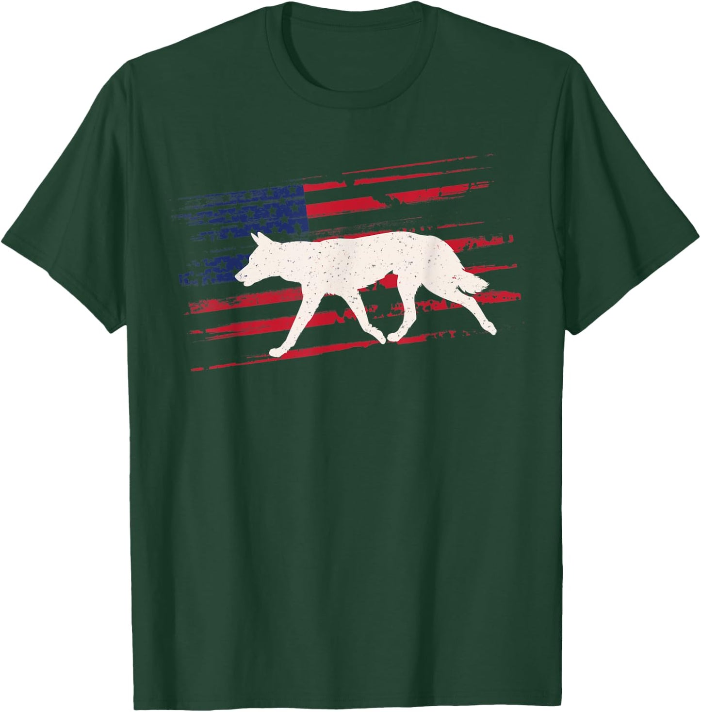 Dingo US American Flag Dog 4th Of July Puppy Pet USA Gift T-Shirt - T-Shirt | Forest
